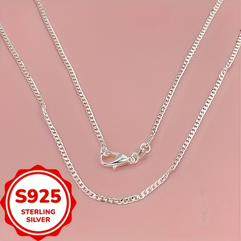 Unisex 925 Silver Chain Necklace, Elegant and Simple Gift